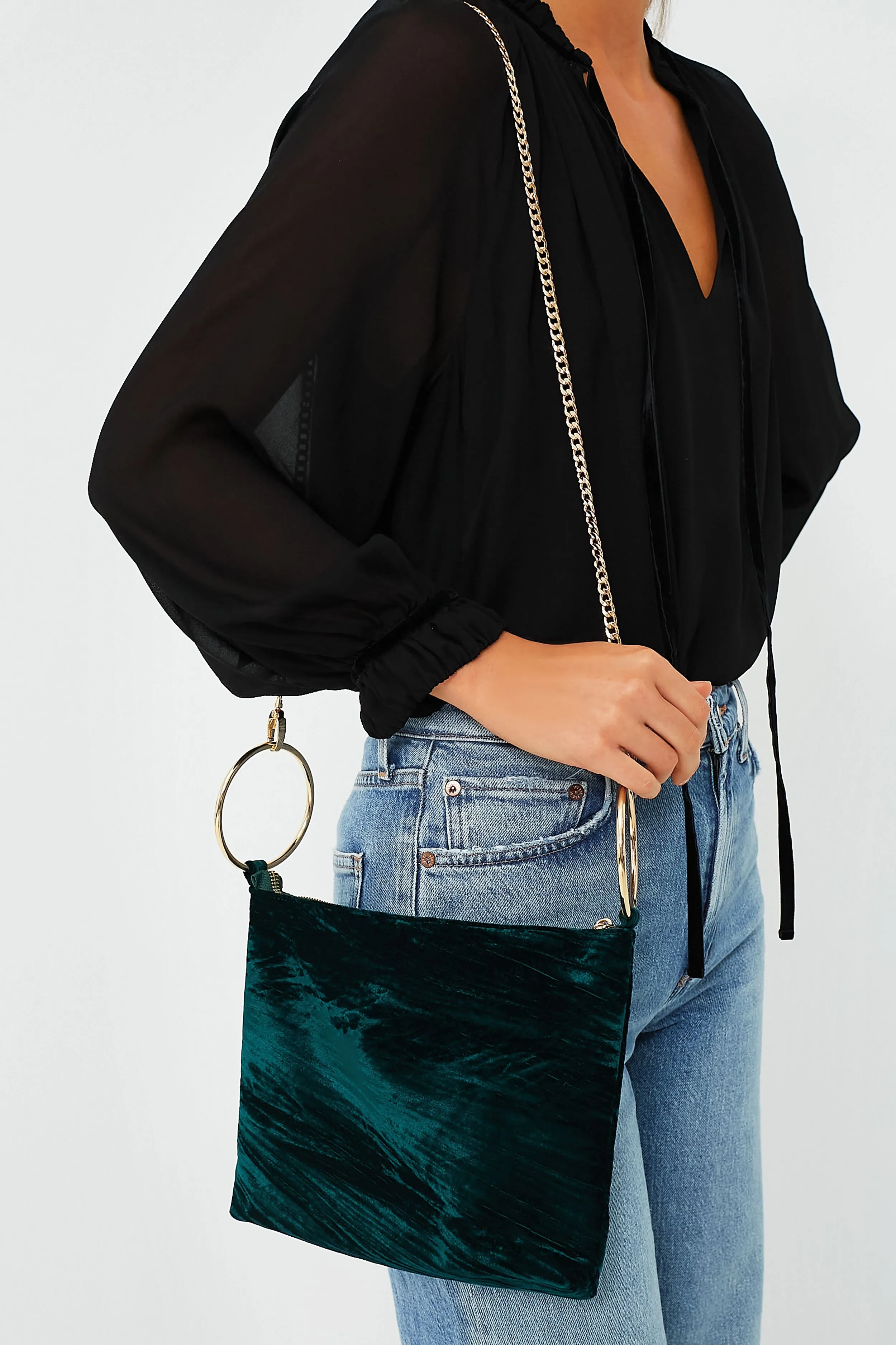 Emerald Jordi Velvet Convertible Bag