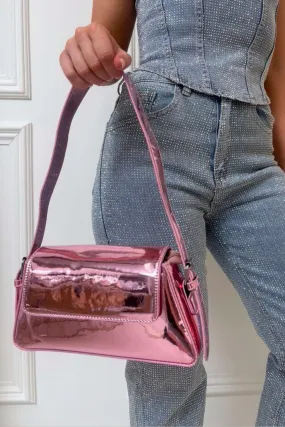 Evelyn pink metallic shoulder bag