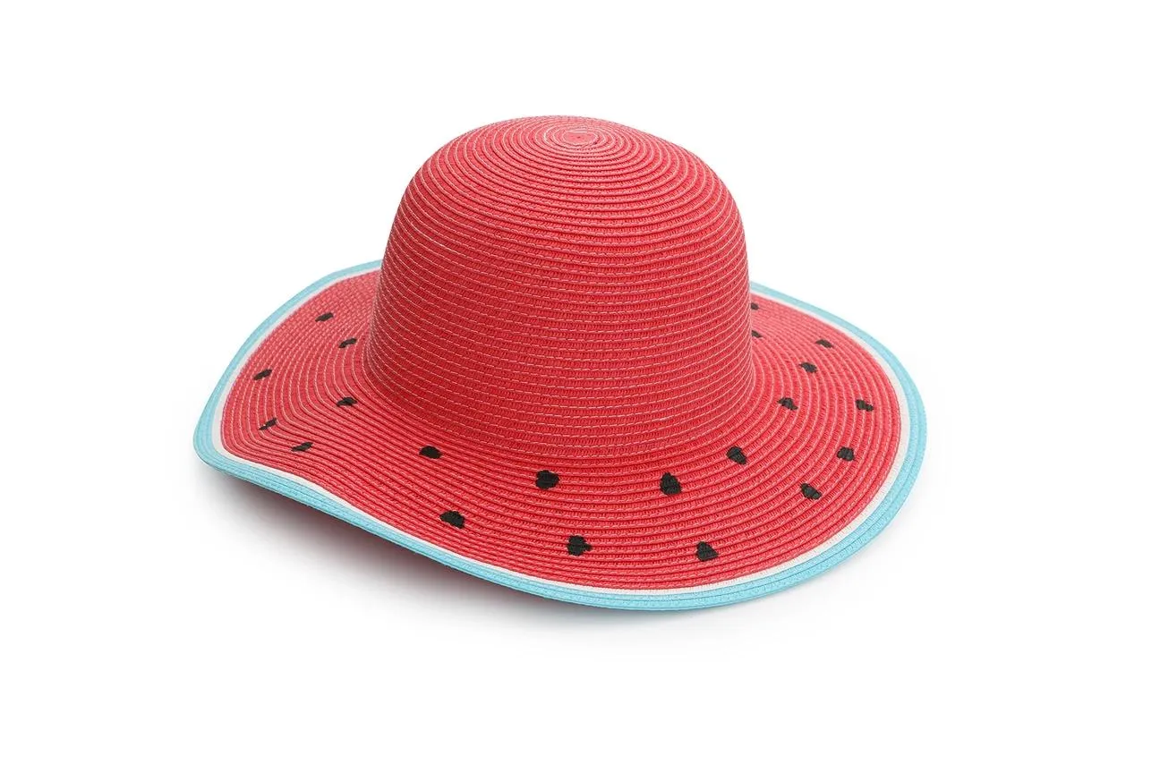 Flap Jack Kids Kids' UPF50  Straw Hat - Watermelon