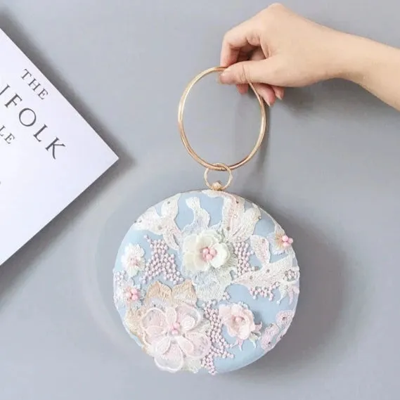 Flower Fairy Ancient Style Retro Round Embroidered Clutch Bag