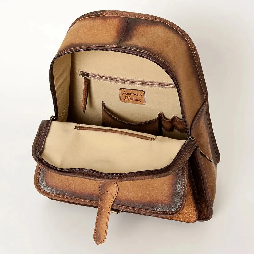 Full Grain Leather & Cowhide Conceal Carry Backpack