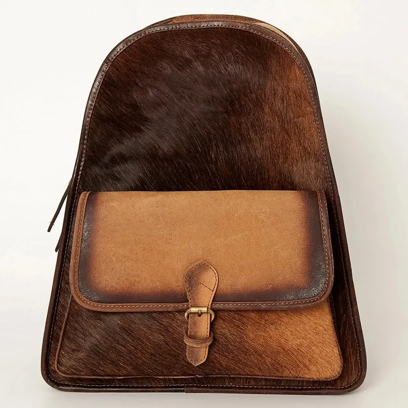 Full Grain Leather & Cowhide Conceal Carry Backpack