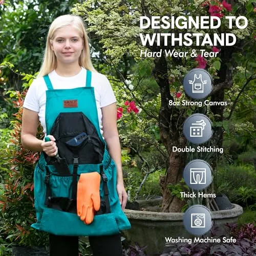 Gardening Apron with Pockets for Women & Men Garden Apron 7 Pockets