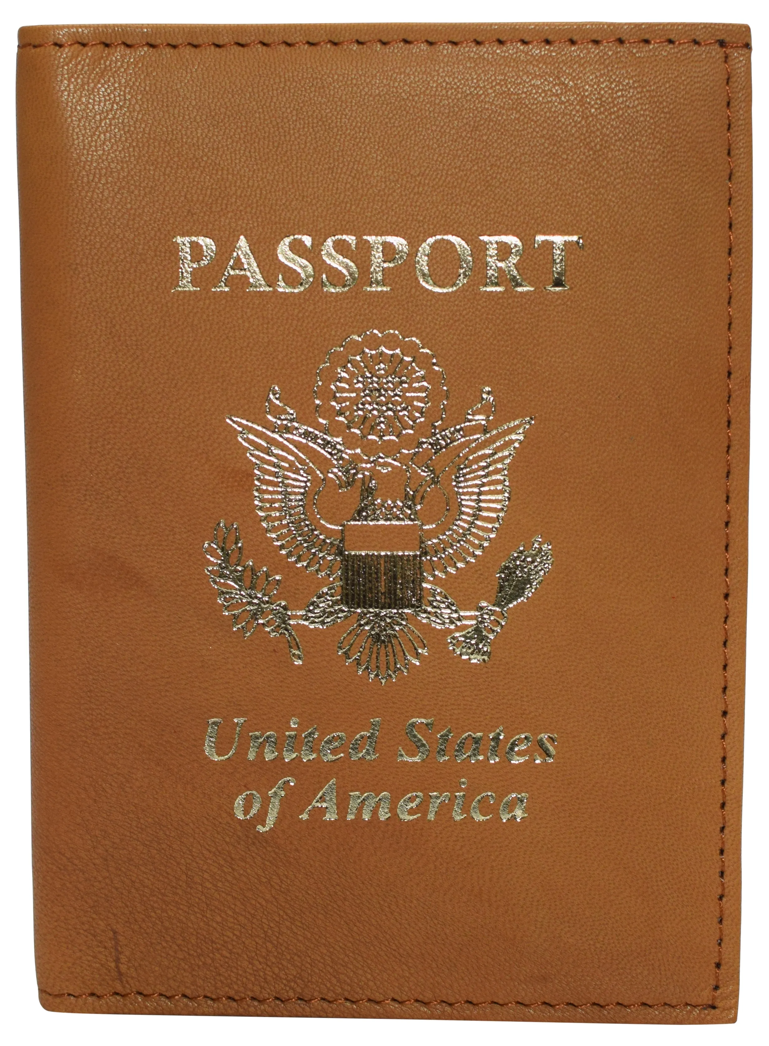 Genuine leather usa logo travel passport card holder case protector cover wallet