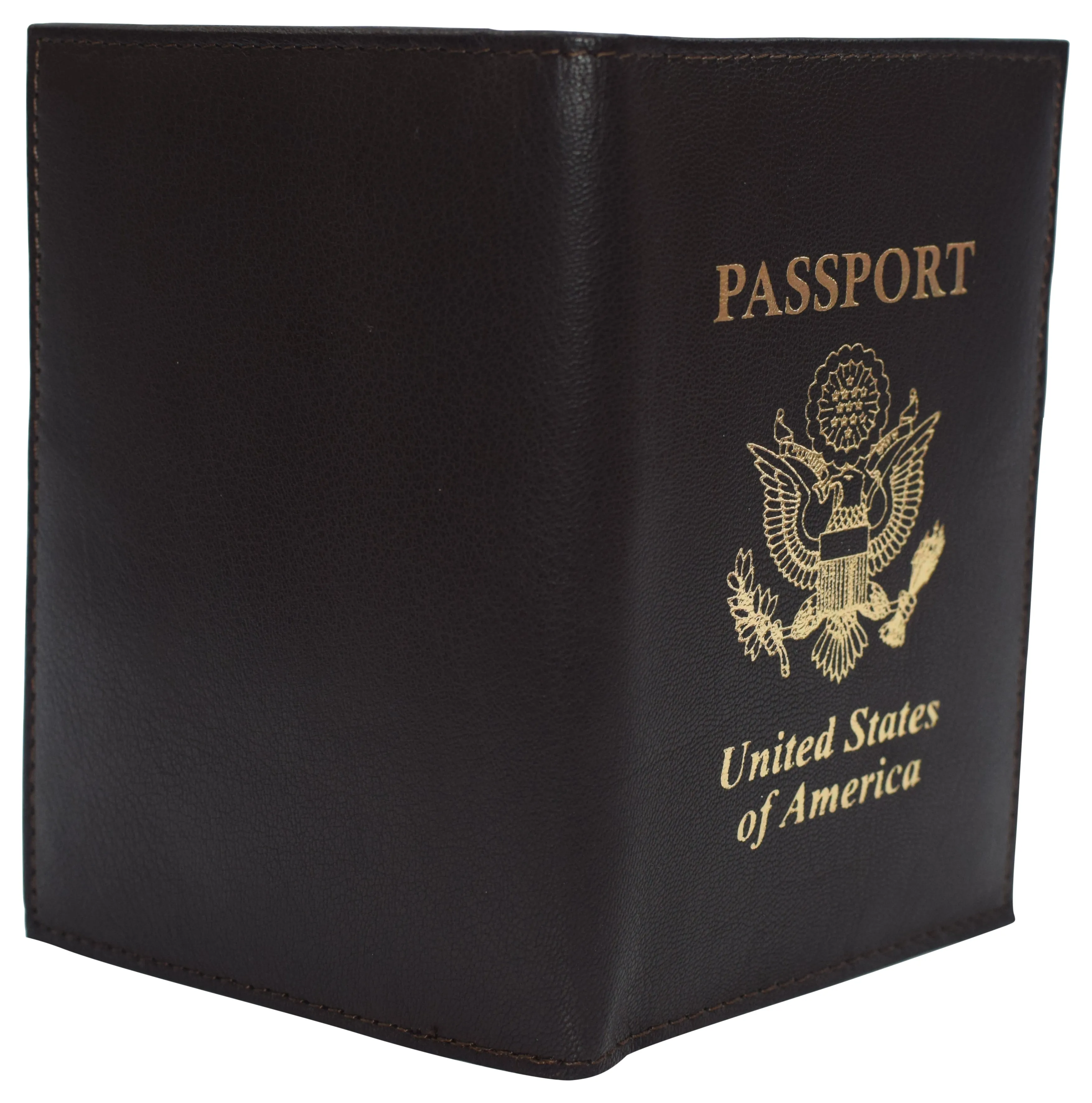 Genuine leather usa logo travel passport card holder case protector cover wallet