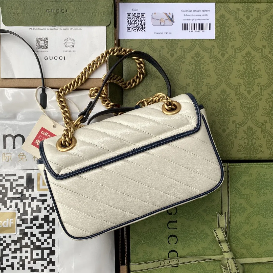 gg Marmont Matelassé Mini Bag  White For Women 9in/22cm gg