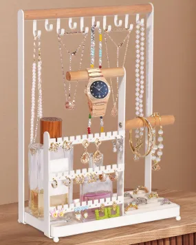 Godboat Jewelry Holder Organizer with 36 Earring Organizer and 10 Necklace Holder, Velvet Ring Holder & Jewelry Dish, Jewelry Display Stand for Room Decor, Gifts for Women