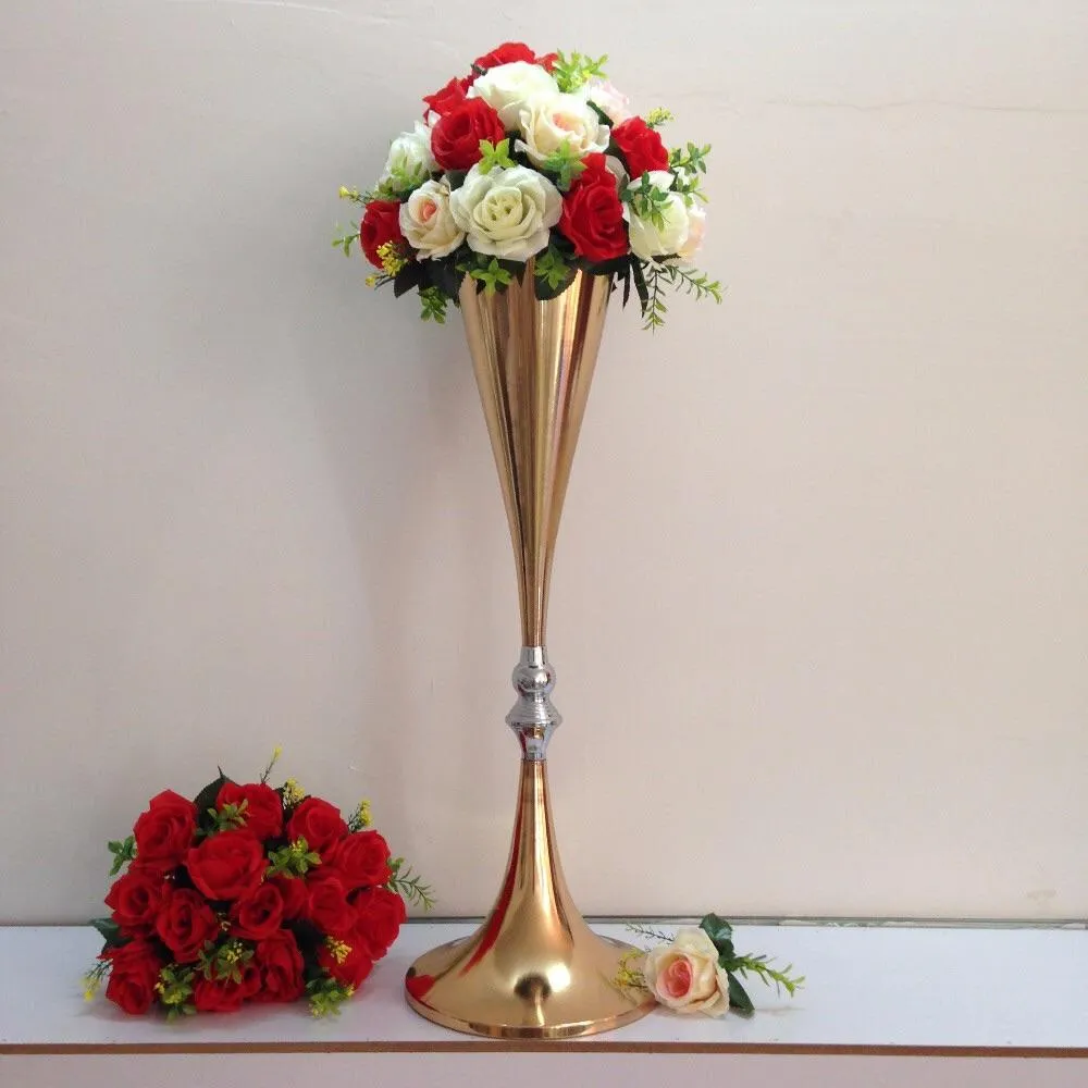 Gold 28” reversible metal vase