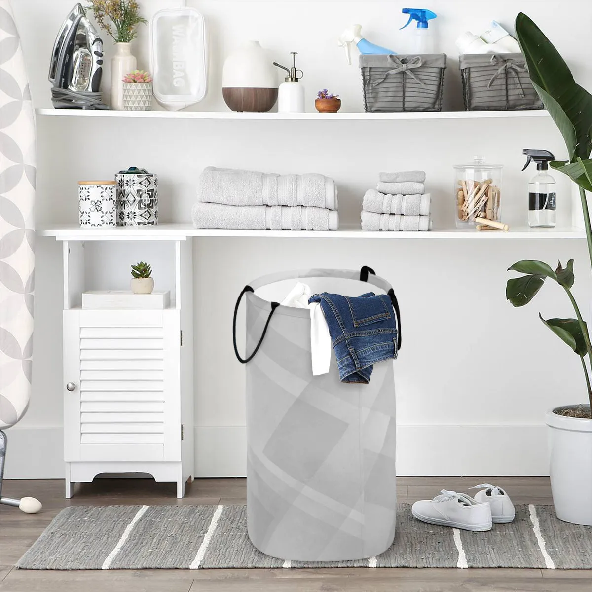 Gray Foldable Laundry Basket