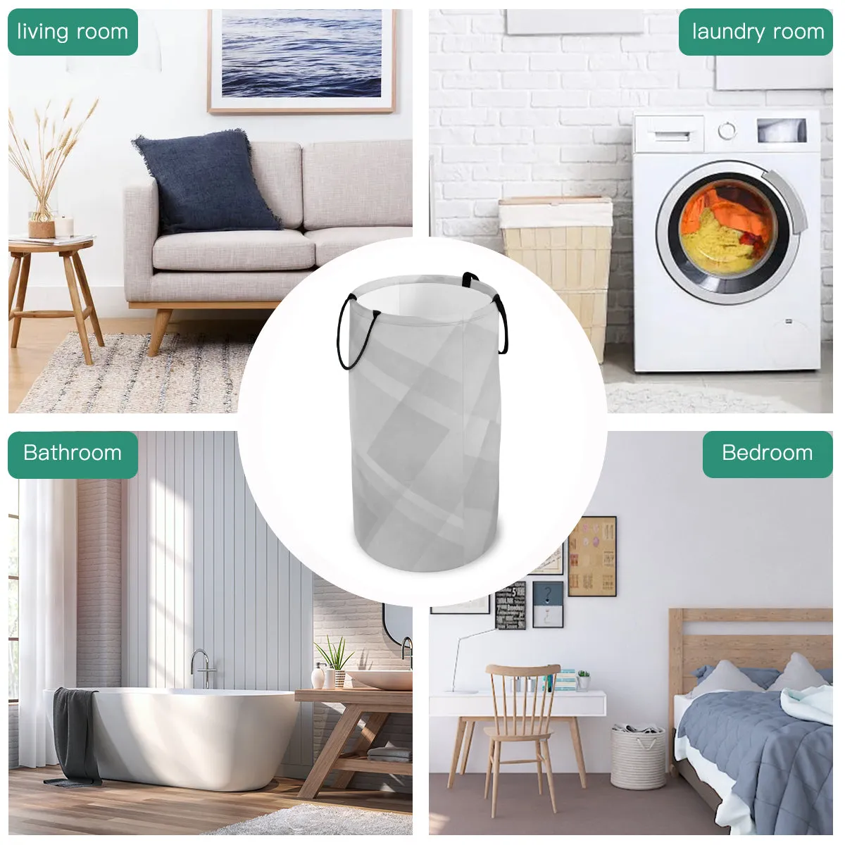 Gray Foldable Laundry Basket