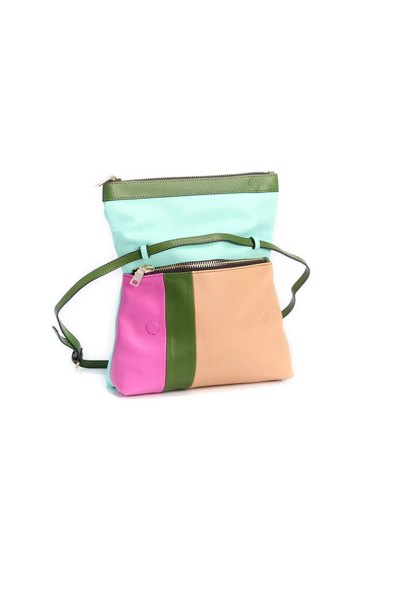 Green front-flap shoulder bag