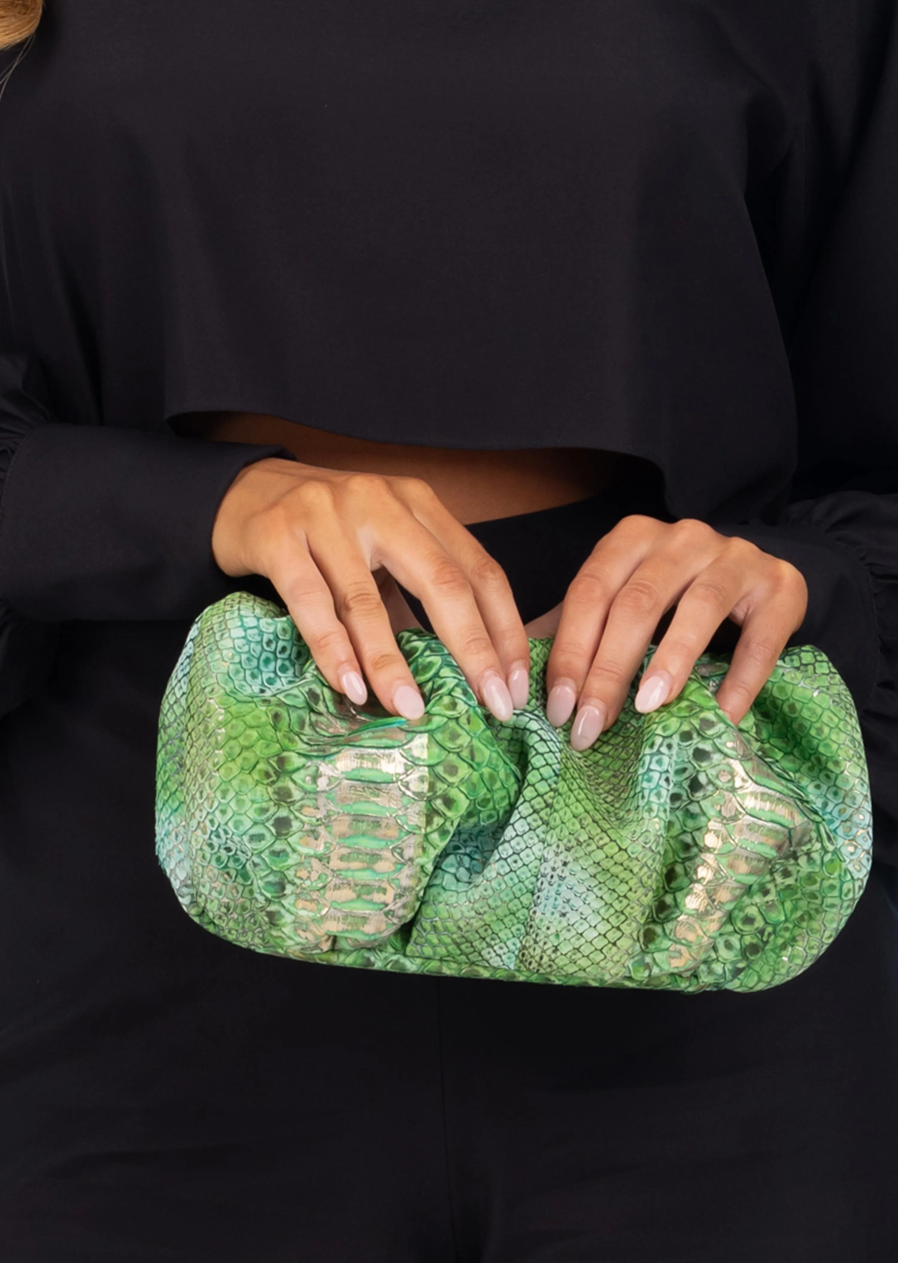 Green Livia Exotic Slouch Bag (TG-8181)