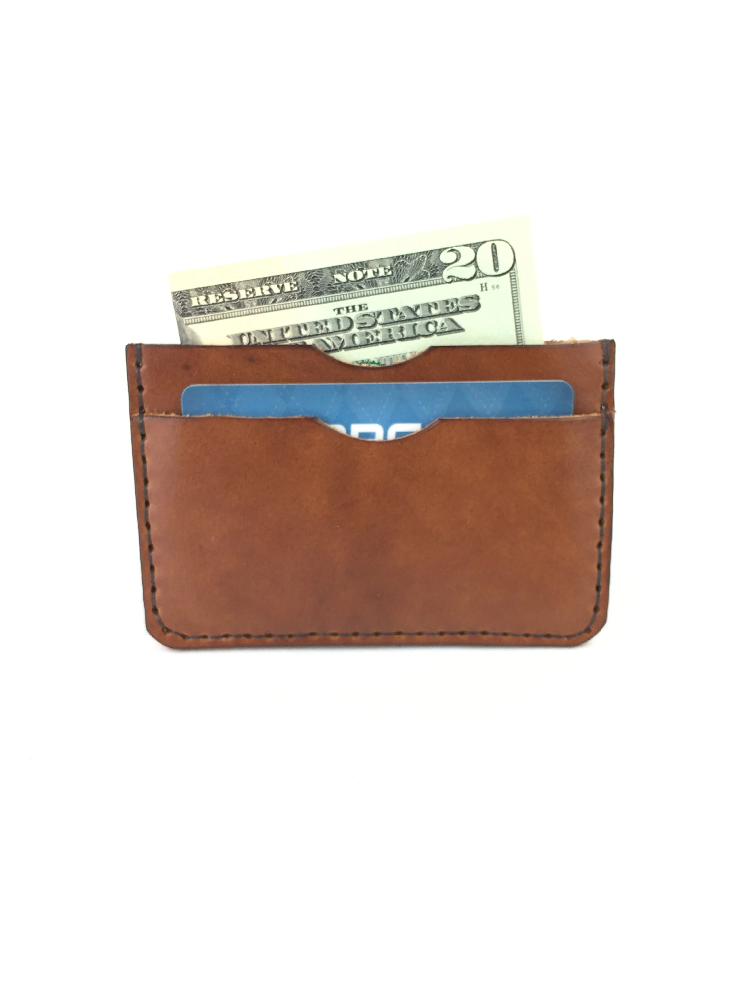 H B  SLIM CARD WALLET - BUCK BROWN LEATHER WALLET