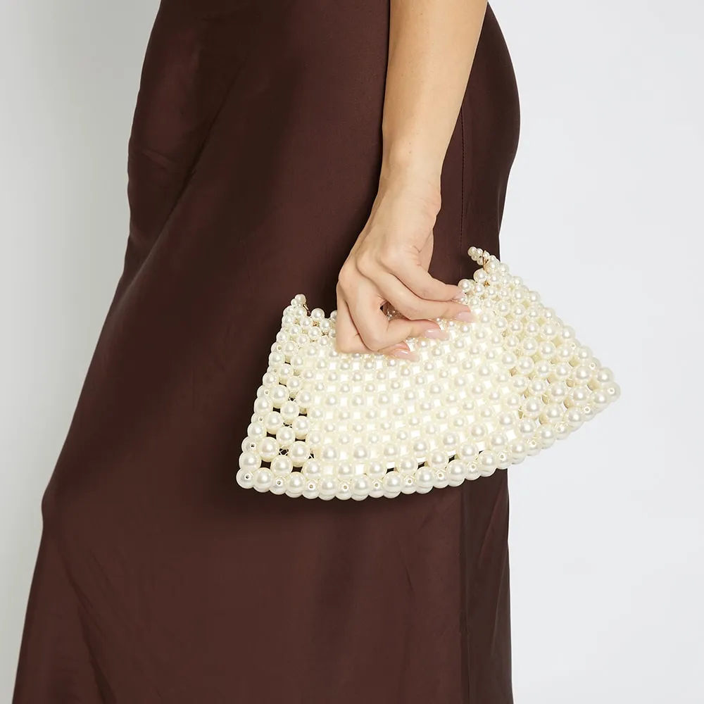 Hallie Evening Bag in Ivory Bead