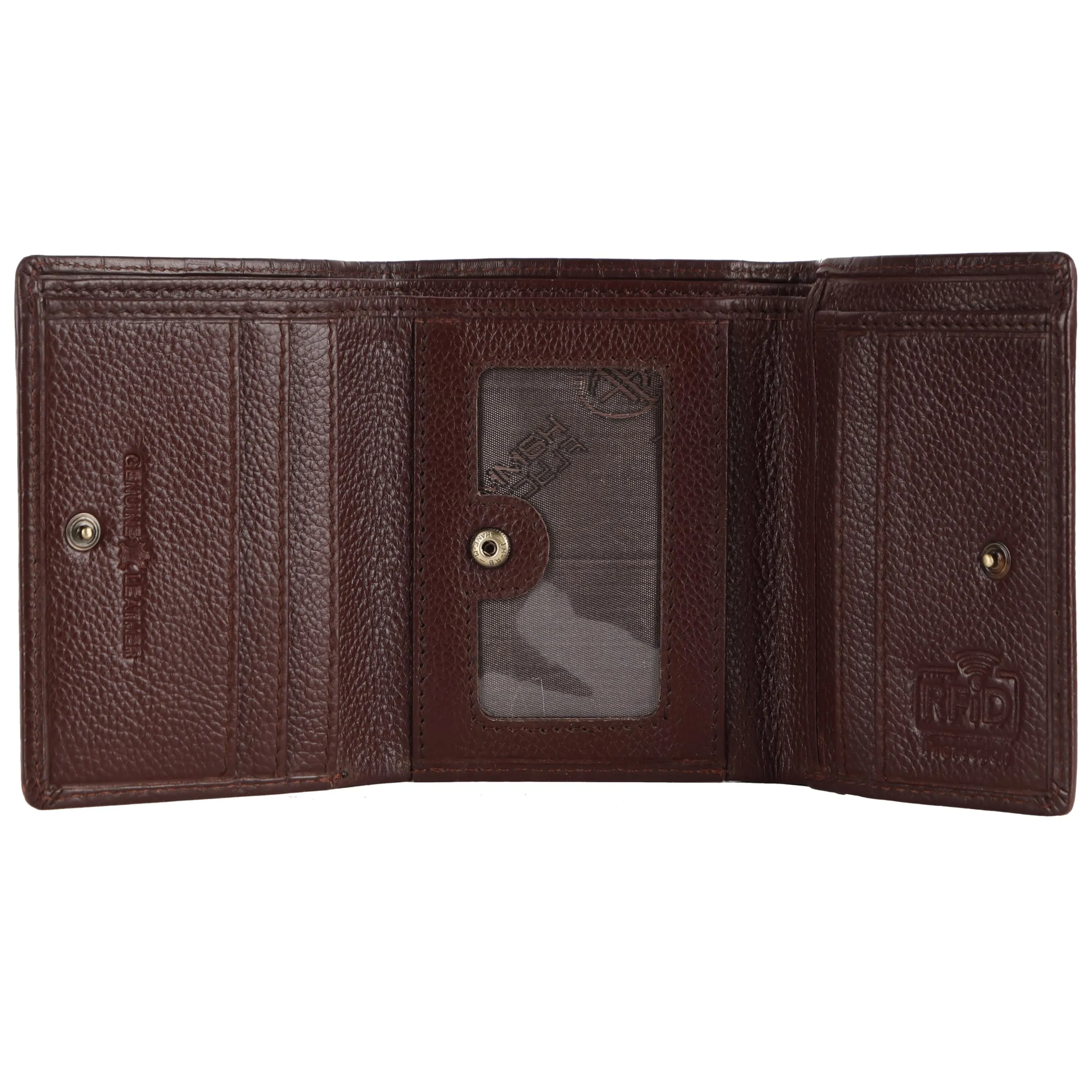 HAMMONDS FLYCATCHER Genuine Leather Wallet for Men, RFID Protected Leather Purse for Men, Money Purse for Men, Tri-Fold Wallet, 5 Card Slots, 2 ID Slots, Hidden Pockets, Metal Snap Button, Croc Brown