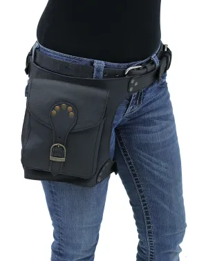 Heavy Leather Thigh Bag with Wide Buckle Straps #TB702031K