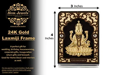 Hem Jewels 999 Gold Lakshmi Frame for Gift and Home Décor (4 X 3 Inches)