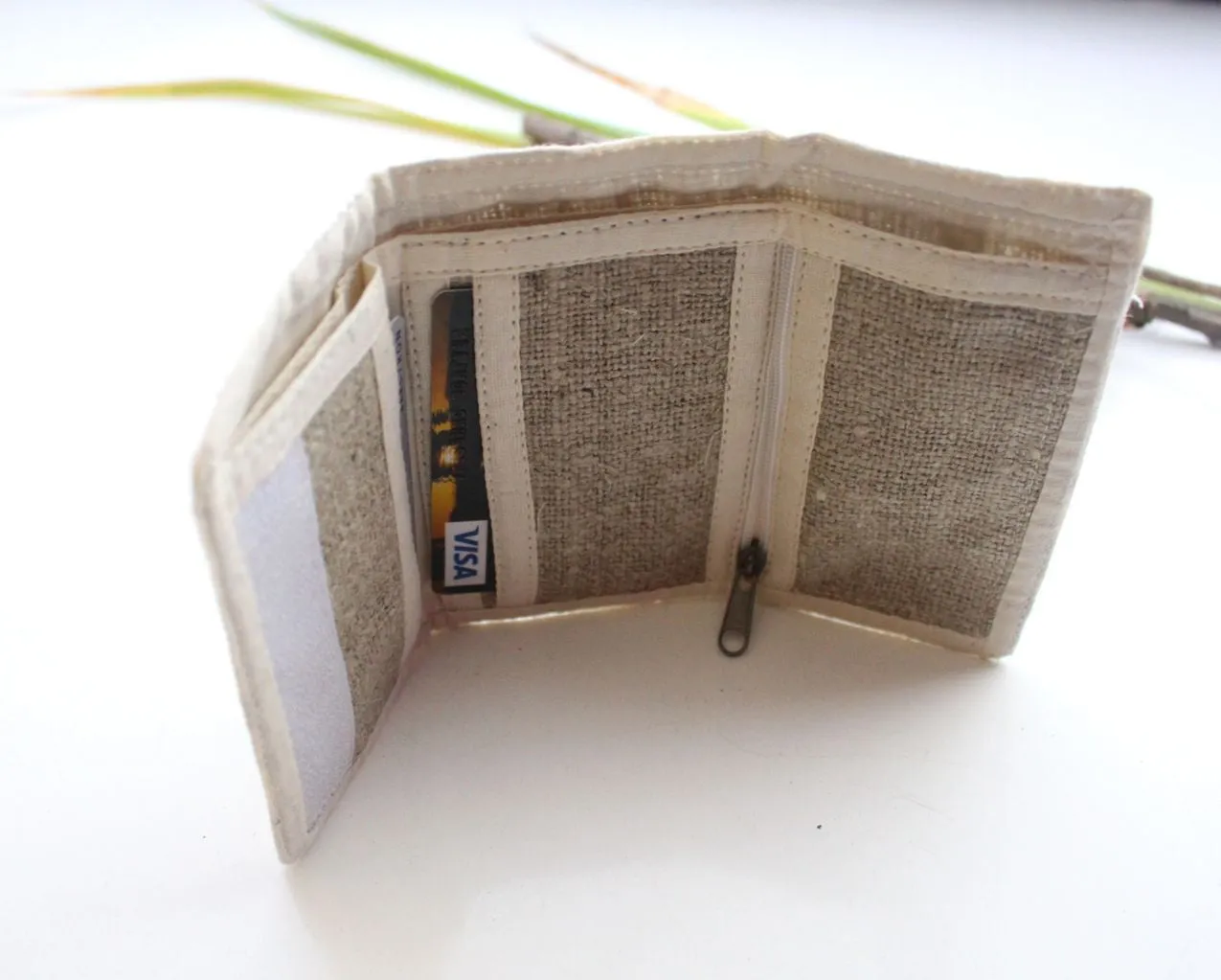 Hemp Tri Fold Off White Wallet