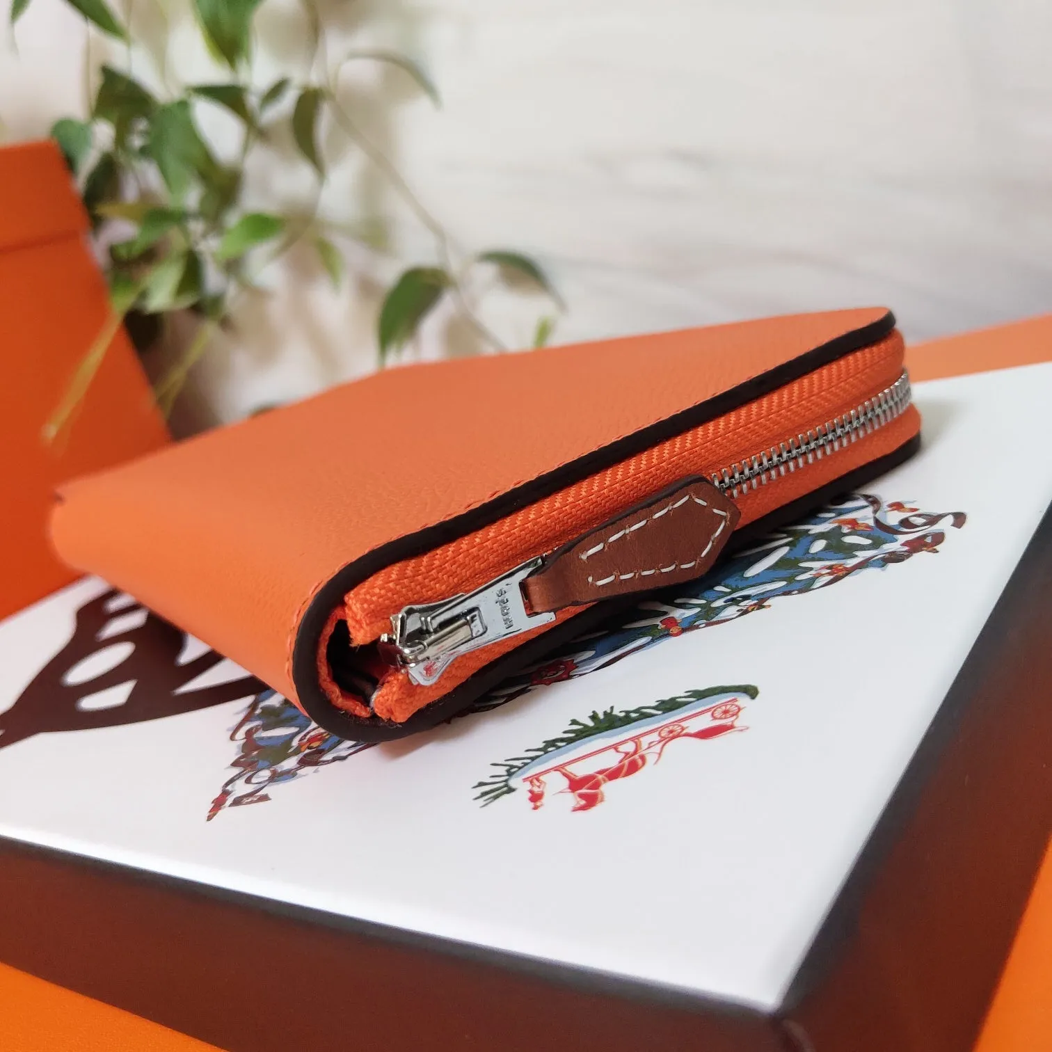 HM Zipper Wallet 20 Orange Epsom