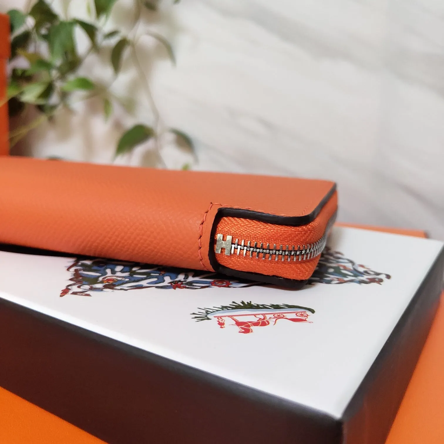 HM Zipper Wallet 20 Orange Epsom