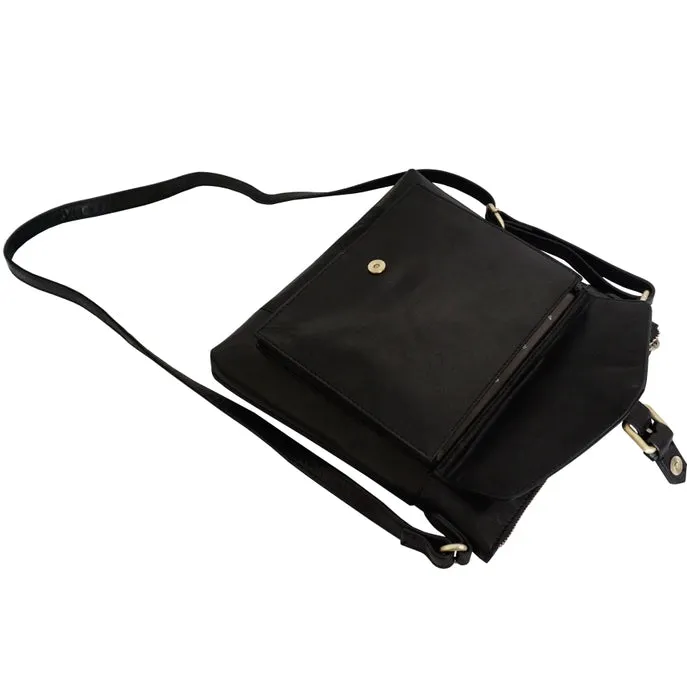 Hoxton Black Vintage Leather Crossbody Sling Bag