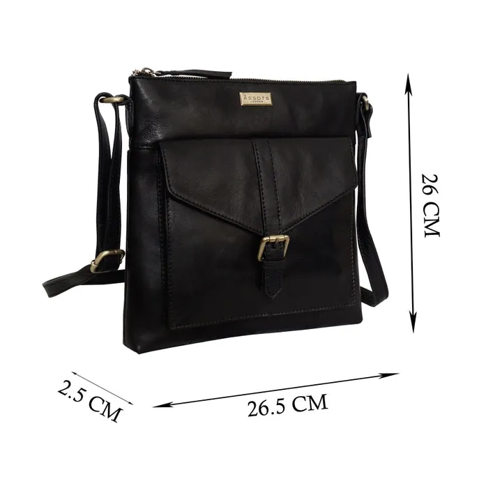 Hoxton Black Vintage Leather Crossbody Sling Bag