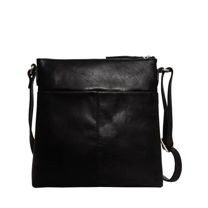 Hoxton Black Vintage Leather Crossbody Sling Bag