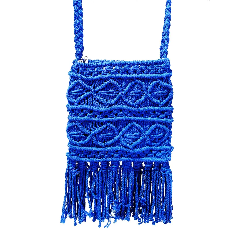 IMARS Macrame Bag Blue For Women & Girls (Beach Bag) Made With Macrame Yarn