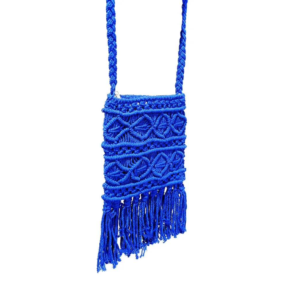 IMARS Macrame Bag Blue For Women & Girls (Beach Bag) Made With Macrame Yarn