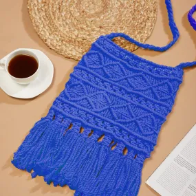 IMARS Macrame Bag Blue For Women & Girls (Beach Bag) Made With Macrame Yarn