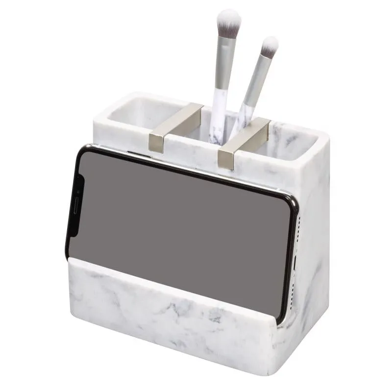 InterDesign Dakota Vanity Satin White Marble Plastic/Steel Toothbrush Holder