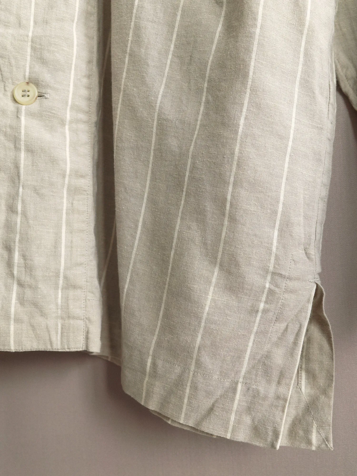 Issey Miyake Men 1980s grey beige linen stripe double pocket over shirt - size M