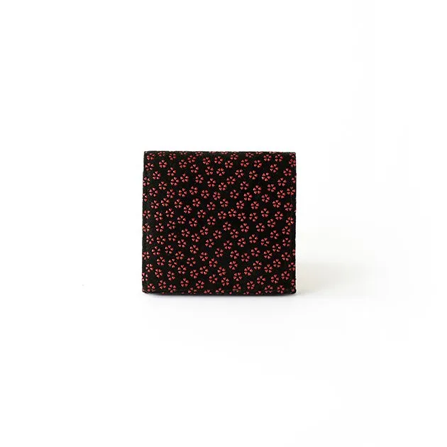 Koshu Inden Japanese Deerskin Leather with Urushi (Japanese Lacquer) Trifold Wallet - Cherry Blossom / Gray-Black - ,  Made in Japan,  Japanese Leather Wallet