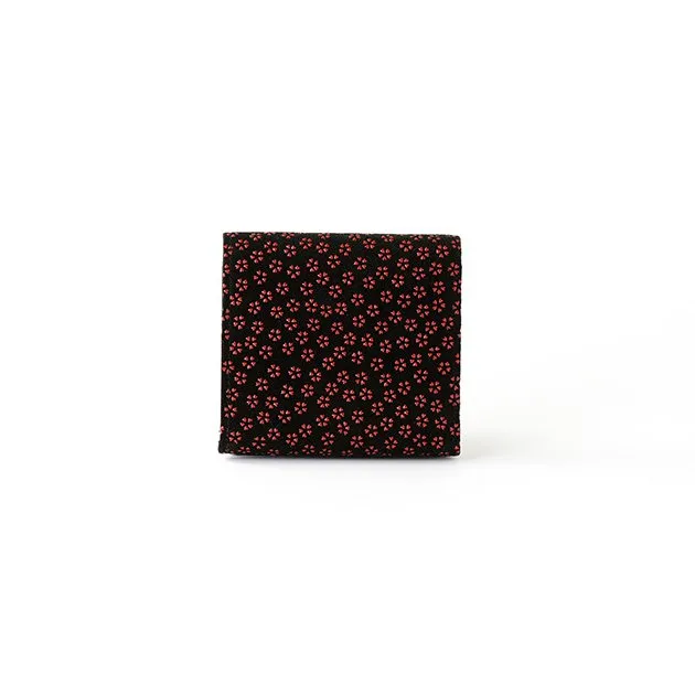 Koshu Inden Japanese Deerskin Leather with Urushi (Japanese Lacquer) Trifold Wallet - Cherry Blossom / Gray-Black - ,  Made in Japan,  Japanese Leather Wallet