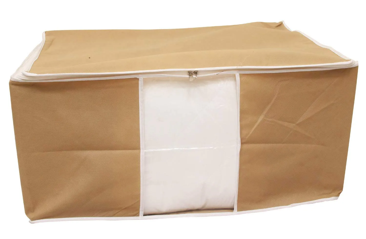 Kuber Industries 2 Piece Non Woven Underbed Storage Bag, Storage Organiser, Blanket Cover with Transparent Window, Extra Large, Brown CTKTC134834