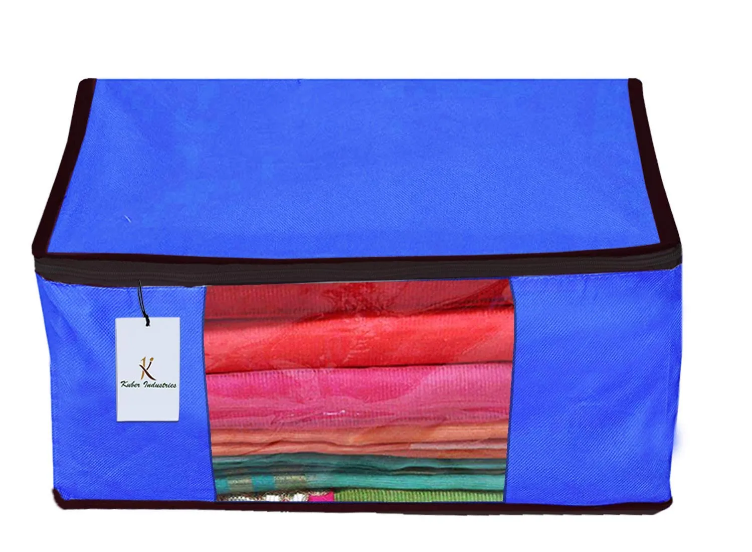 Kuber Industries Non Woven 6 Pieces Saree Cover and 6 Pieces Underbed Storage Bag, Cloth Organizer for Storage, Blanket Cover Combo Set (Royal Blue) -CTKTC38497