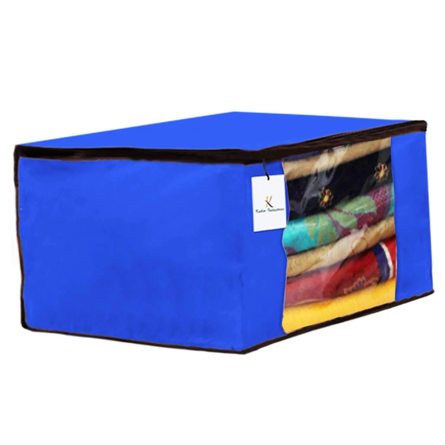 Kuber Industries Non Woven 6 Pieces Saree Cover and 6 Pieces Underbed Storage Bag, Cloth Organizer for Storage, Blanket Cover Combo Set (Royal Blue) -CTKTC38497