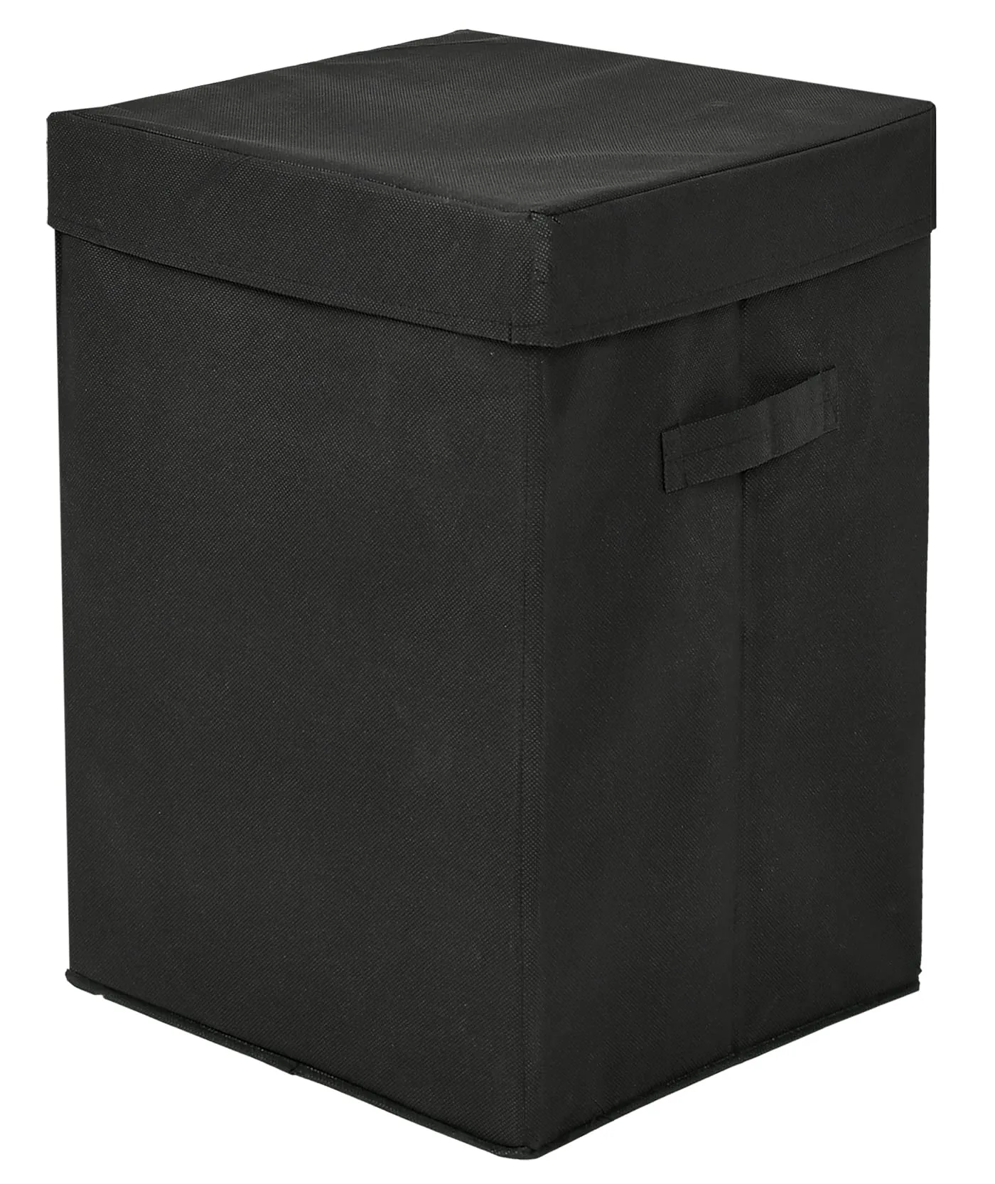 Kuber Industries Non-Woven Laundry Basket, Clothes Hamper For Laundry Closet, Bedroom, Bathroom With Lid & Handles (Black)-44KM0190