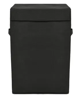 Kuber Industries Non-Woven Laundry Basket, Clothes Hamper For Laundry Closet, Bedroom, Bathroom With Lid & Handles (Black)-44KM0190