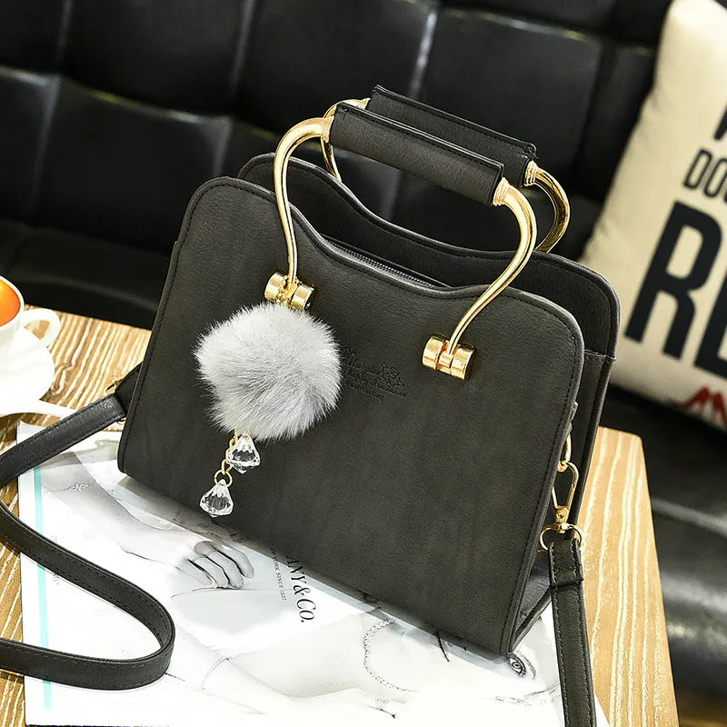 Ladies Bags 2022 Autumn And Winter New Pu Leather Handbags Trendy Handbags Hair Ball Pendant Shoulder Bag One Drop Shipping