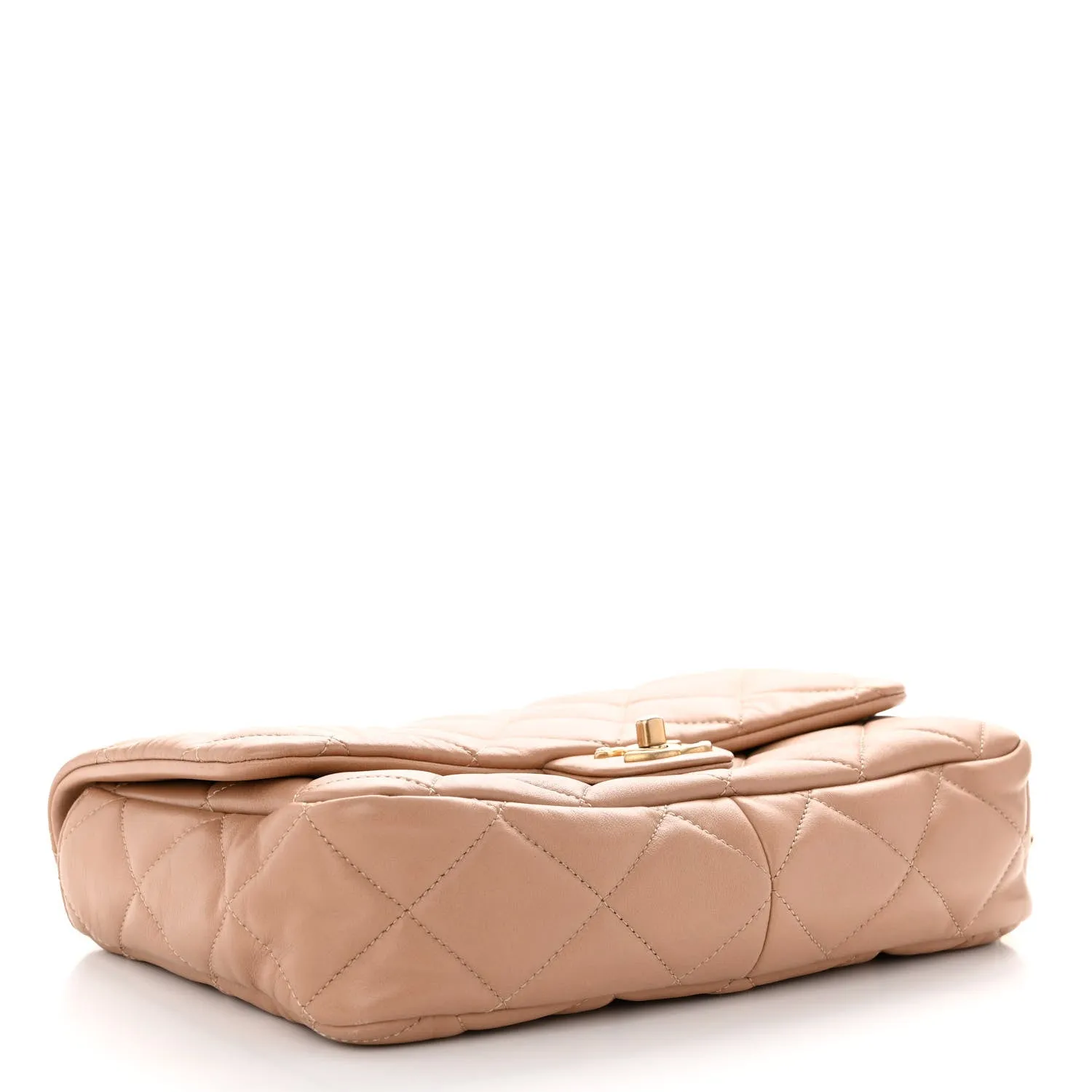 Lambskin Quilted Large Funky Town Flap Beige