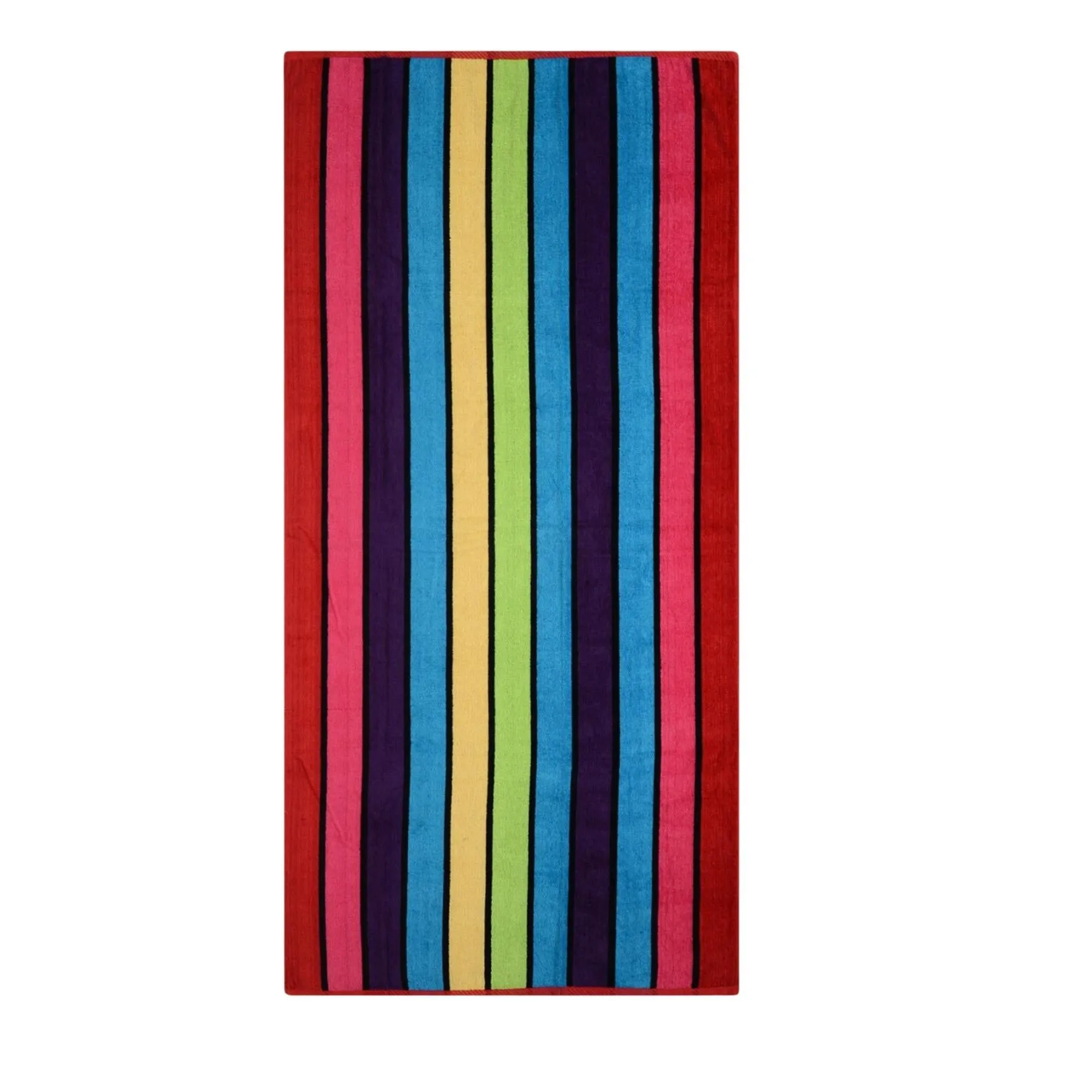 Large Velour Striped Beach Towel (Crimson Skyline)