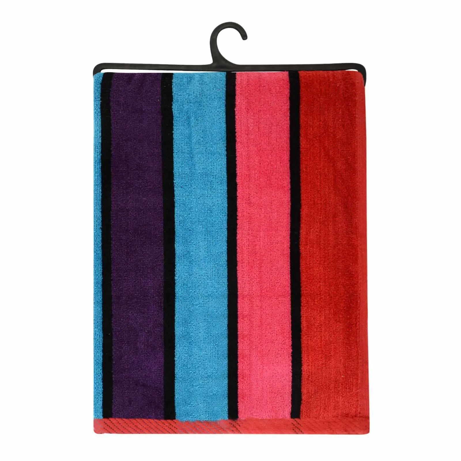 Large Velour Striped Beach Towel (Crimson Skyline)