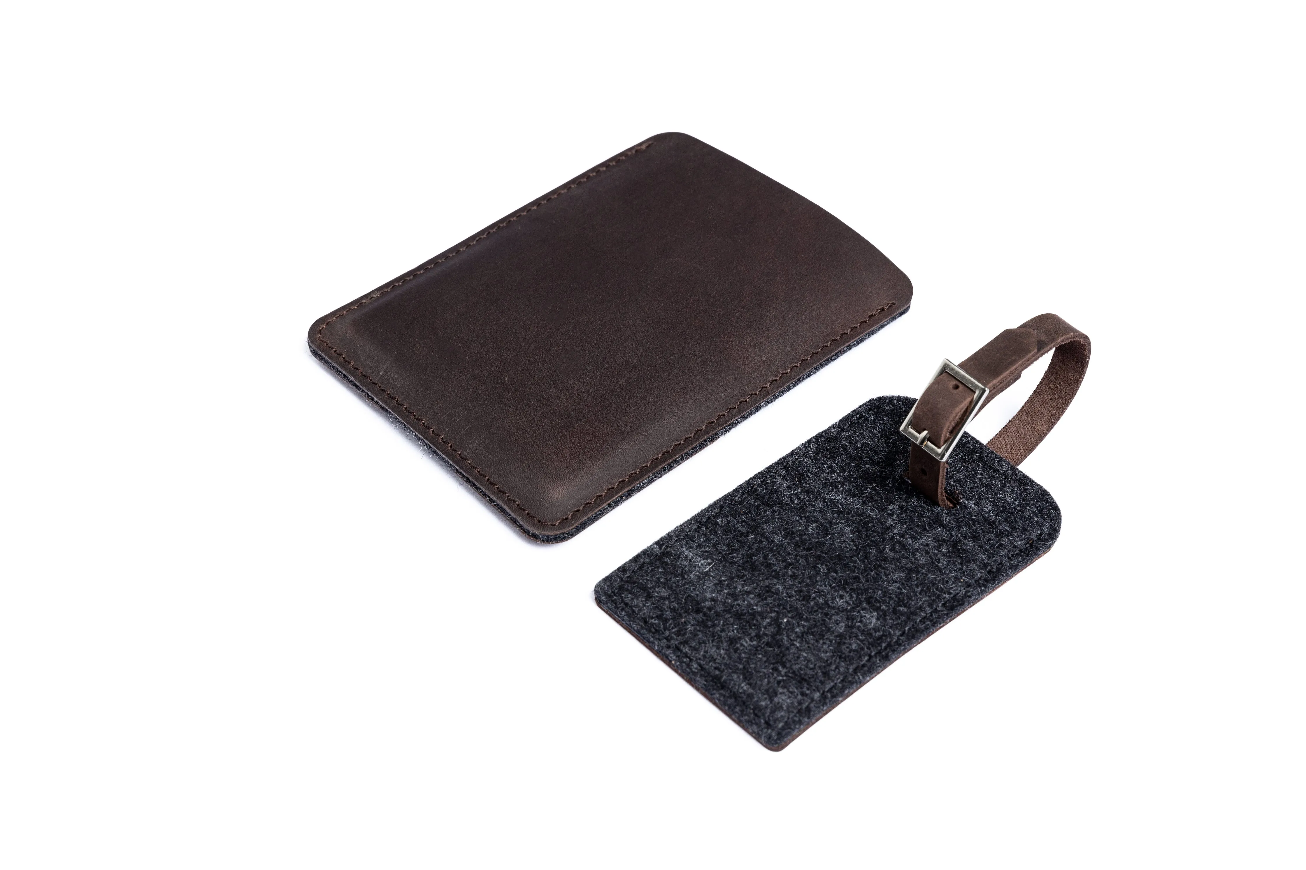 Leather luggage tag/ OAK BROWN