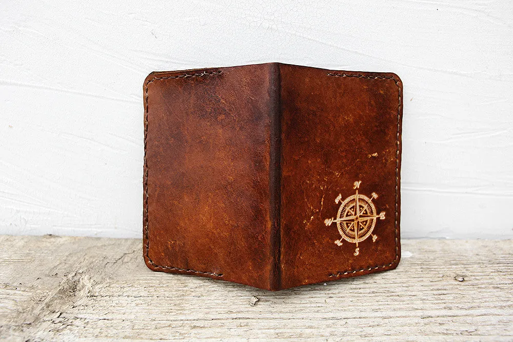 Leather Passport Cover, Compass