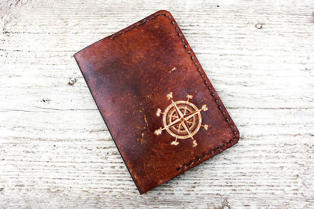 Leather Passport Cover, Compass