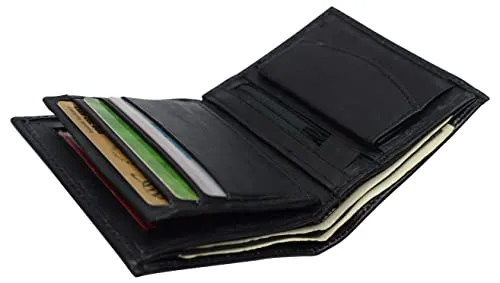 Leather Wallets for Men Bifold Multi Card ID Wallet with Coin Pouch