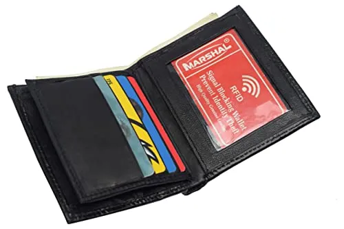 Leather Wallets for Men Bifold Multi Card ID Wallet with Coin Pouch