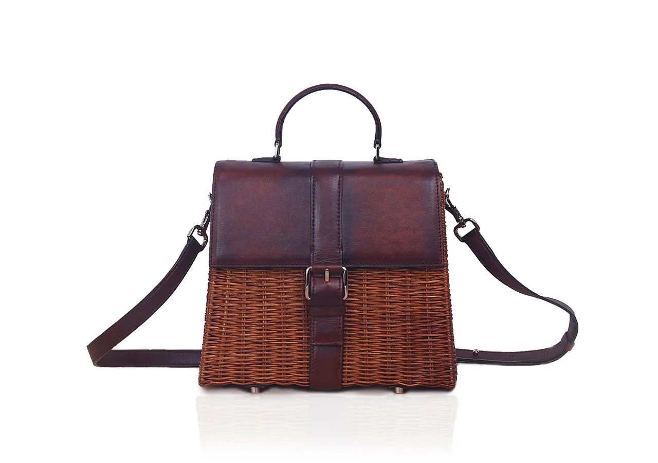 Lena Wicker Handbag (Brown)