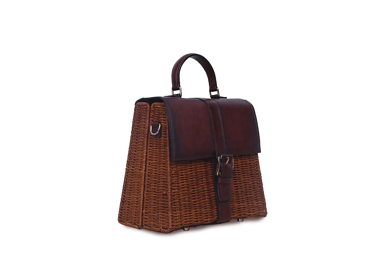 Lena Wicker Handbag (Brown)